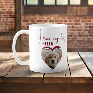Ich Liebe mein Hund Red Heart Foto Pet Name Kaffeetasse