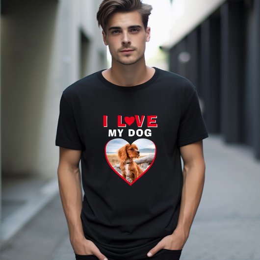 Ich Liebe mein Hund Red Heart Foto Pet Name T-Shirt