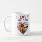 Ich Liebe mein Hund rosa Herz Foto Hund Name Kaffeetasse (Links)