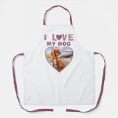 Ich Liebe mein Hund rosa Herz Foto Pet Name Schürze (Vorderseite)