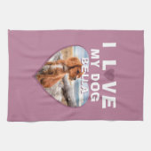 Ich Liebe mein Hund rosa Herz Pet Name Foto Geschirrtuch (Horizontal)