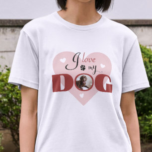 Ich Liebe mein Hund rosa Personalisiertes Foto T-Shirt