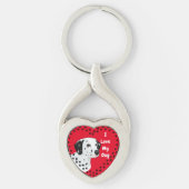 Ich Liebe mein Hund Silber gefleckte Herzkette Schlüsselanhänger (Vorderseite)