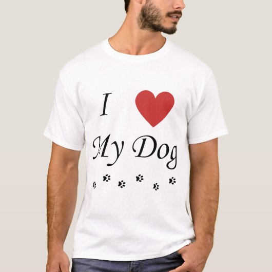 Ich Liebe mein Hund Text und Herz T-Shirt (Vorderseite)