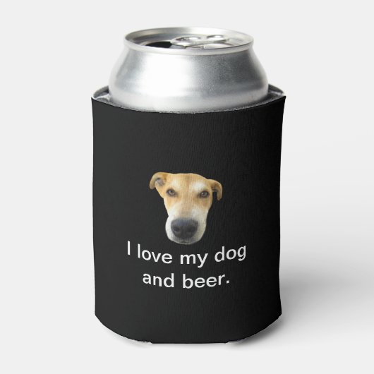 Ich Liebe mein Hund und Bier Funny Pet Foto Dosenkühler (Kanne Vorderseite)