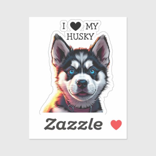 Ich Liebe mein Husky Aufkleber (Blatt)