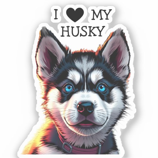 Ich Liebe mein Husky Aufkleber (Vorderseite)