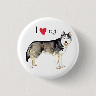 Ich Liebe mein Husky Button