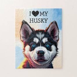 Ich Liebe mein Husky Personalisiert Puzzle