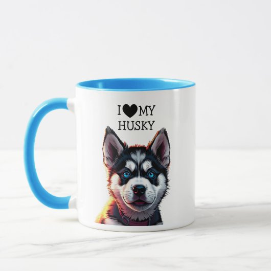 Ich Liebe mein Husky Personalisiert Tasse (Links)