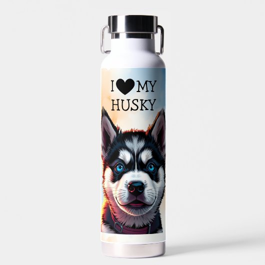 Ich Liebe mein Husky Personalisiert Trinkflasche (Vorne)