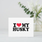 Ich Liebe mein Husky Postkarte (Stehend Vorderseite)
