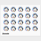 Ich Liebe mein Husky Runder Aufkleber (Blatt)