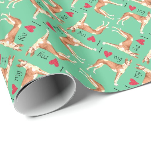 Ich Liebe mein Ibizan Hound Geschenkpapier (Rolleneckpunkt)