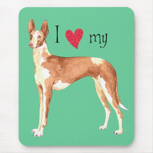 Ich Liebe mein Ibizan Hound Mousepad (Vorne)