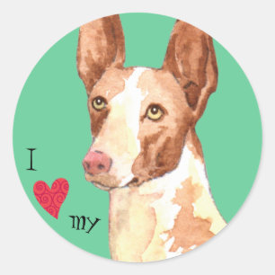 Ich Liebe mein Ibizan-Hund Runder Aufkleber