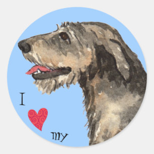 Ich Liebe mein Irisch Wolfhound Runder Aufkleber