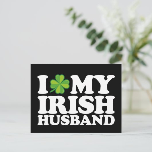 Ich Liebe Mein Irish Husband Couple St Patrick's D Postkarte (Stehend Vorderseite)