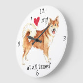 Ich Liebe mein isländischer Schafhund Große Wanduhr (Winkel)