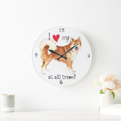 Ich Liebe mein isländischer Schafhund Große Wanduhr (Zuhause)