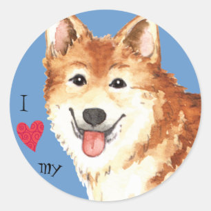 Ich Liebe mein isländischer Schafhund Runder Aufkleber