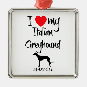 Ich Liebe mein italienischer Windhund Silbernes Ornament