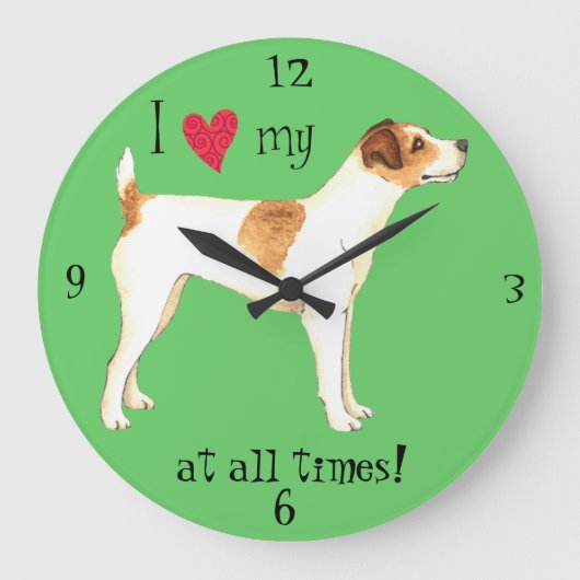 Ich Liebe mein Jack Russell Terrier Große Wanduhr (Vorderseite)