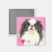 Ich Liebe mein japanisches Kinn Magnet (Vorderseite/Rückseite)