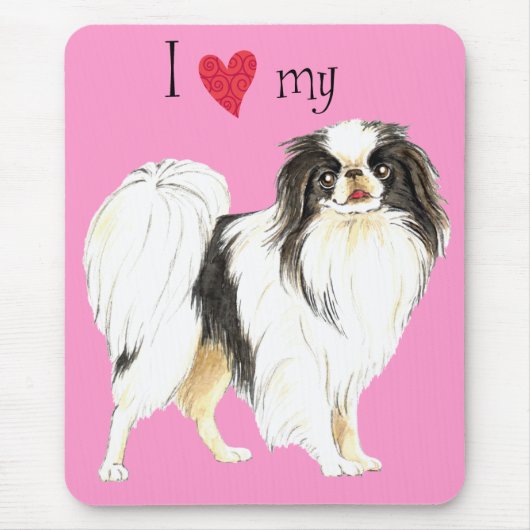 Ich Liebe mein japanisches Kinn Mousepad (Vorne)
