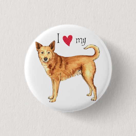 Ich Liebe mein Kanaan Hund Button (Vorderseite)