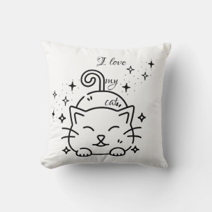 Ich liebe mein Katzenkissen - Vintage Minimalist R Kissen