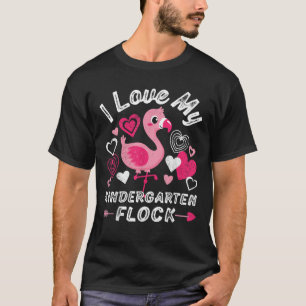 Ich Liebe mein Kindergarten Flock Flamingo Herzsch T-Shirt