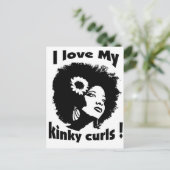 Ich Liebe mein kinky Curly Hair Postkarte (Stehend Vorderseite)