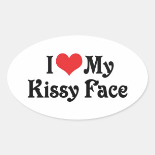 Ich Liebe mein Kissy-Gesicht Ovaler Aufkleber