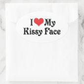Ich Liebe mein Kissy-Gesicht Ovaler Aufkleber (Tasche)