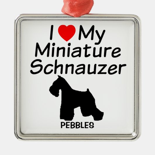 Ich Liebe mein kleiner Schnauzer Hund Ornament Aus Metall (Vorne)