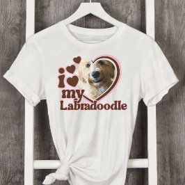 Ich Liebe mein Labradoodle Custom Pink Heart Foto T-Shirt