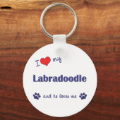 Ich Liebe mein Labradoodle (Männerhund) Schlüsselanhänger (Vorderseite)
