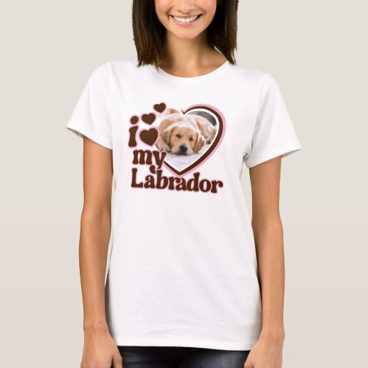 Ich Liebe mein Labrador Custom Pink Heart Foto T-Shirt (Vorderseite)