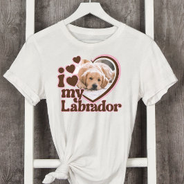 Ich Liebe mein Labrador Custom Pink Heart Foto T-Shirt