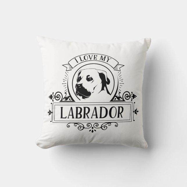 Ich Liebe mein Labrador Throw Kissen (Vorderseite)