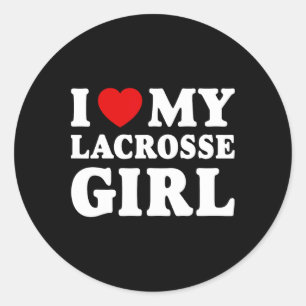 Ich Liebe mein Lacrosse Girl Ich höre mein Lacross Runder Aufkleber