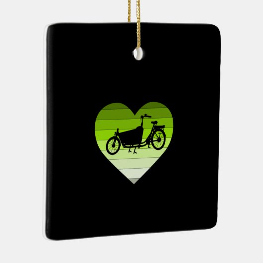 Ich Liebe mein Ladenrad - grünes Retroherz Keramikornament (Rechts)