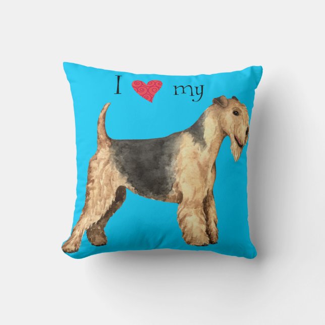 Ich Liebe mein Lakeland Terrier Kissen (Vorderseite)