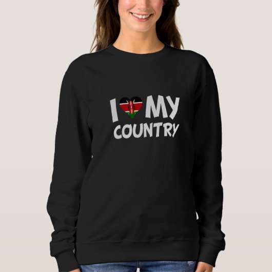 Ich Liebe mein Land Kenya Flaggenherz Sweatshirt (Vorderseite)