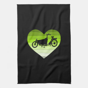 Ich liebe mein Lastenfahrrad - Grünes Retro-Herz Geschirrtuch