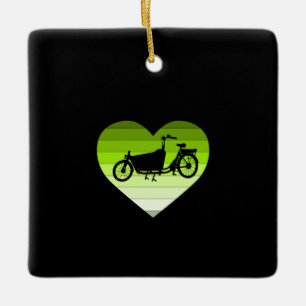 Ich liebe mein Lastenfahrrad - Grünes Retro-Herz Keramikornament