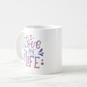 ICH LIEBE MEIN LEBEN KAFFEETASSE (Vorderseite Links)