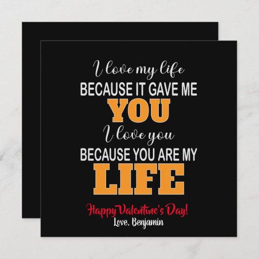 Ich Liebe mein Leben, weil es mir Valentine gibt Dankeskarte (Vorne/Hinten)