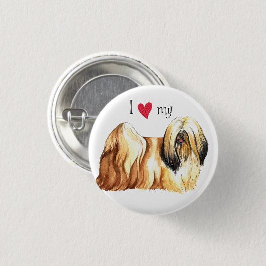 Ich Liebe mein Lhasa Apso Button (Vorne & Hinten)